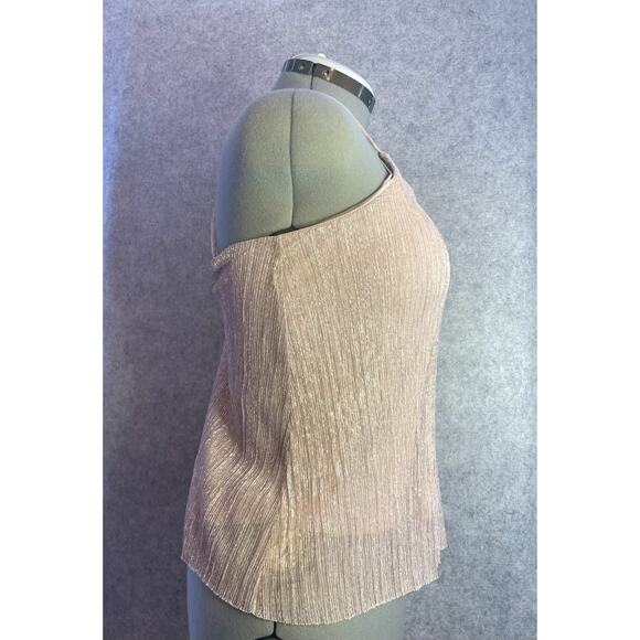 Express Pale Pink Shiny Cami, Women’s M, Metallic Spaghetti Strap New Years Eve - Picture 2 of 12